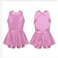 thumbnail image 5 of MSemis Kids Girls Sequin Leotard Criss Cross Dance Costume Ballet Dance Dress Pink 10, 5 of 6