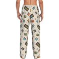 thumbnail image 3 of Daiia Retro Vintage Tape Men's Sleep Pant with Pockets and Drawstring,Pajama Pants-Small, 3 of 9