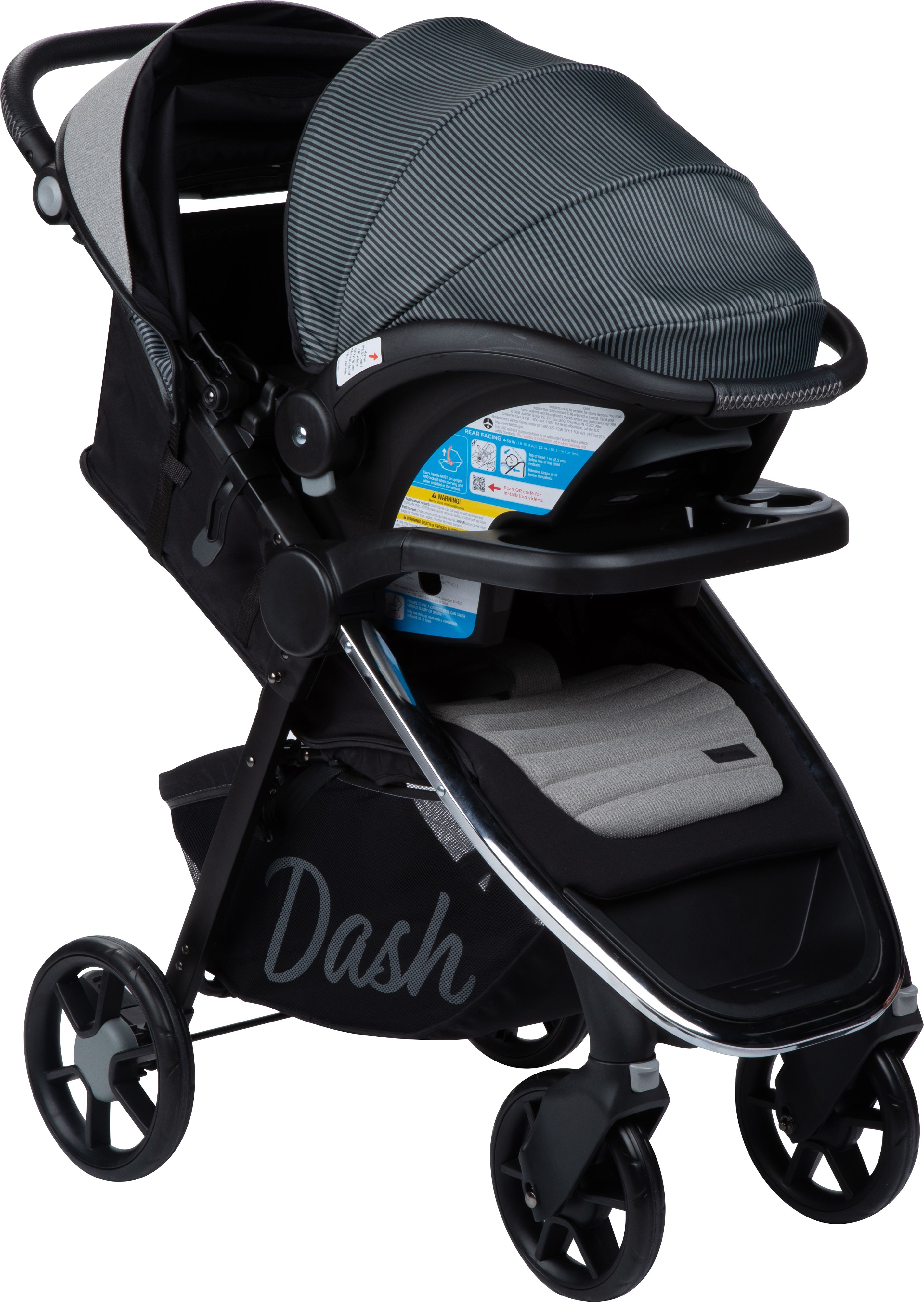 Monbebe Dash Travel System Stroller and Infant Car Seat, Pinstripe - image 4 of 13
