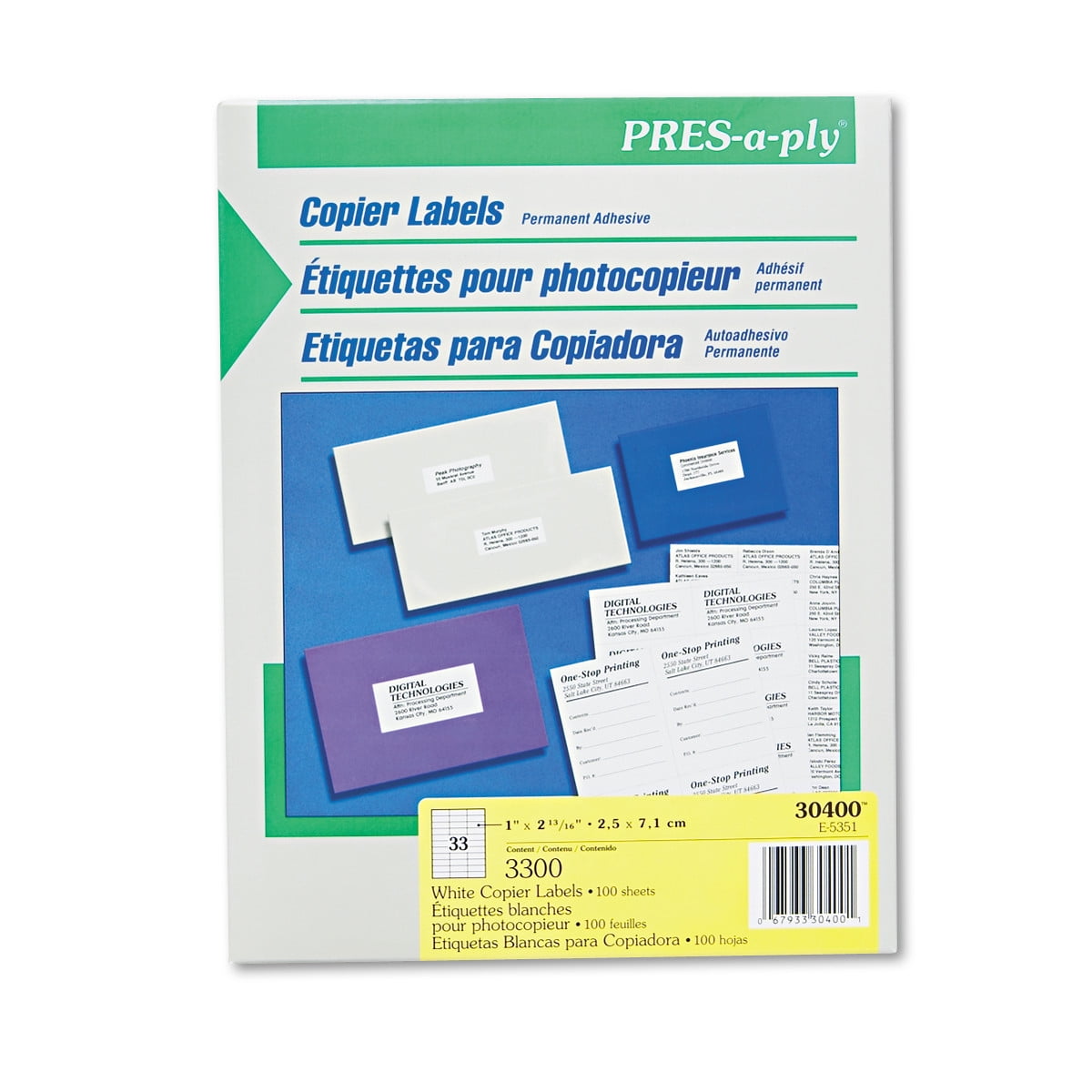 PRESaply White Copier Address Labels, 1 x 2 13/16, 3300/Box AVE30400
