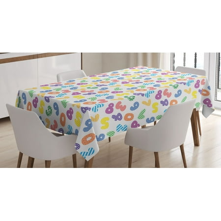 

Ambesonne Numbers Tablecloth Rectangular Table Cover Dots and Lines Math 52 x70 Multicolor