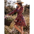 thumbnail image 5 of Women's Dresses Long Sleeve Flowy Floral Casual Midi Dresses,Red M, 5 of 7