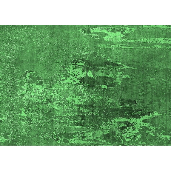 Ahgly Company Indoor Rectangle Oriental Emerald Green Industrial Area Rugs, 2' x 3'