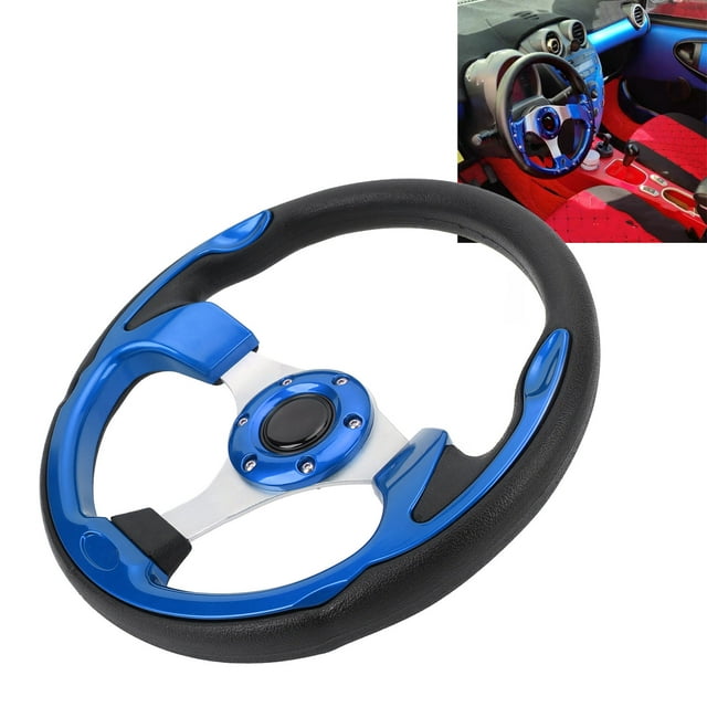 Racing Steering Wheel, 13in Universal Car Steering Wheel with Horn Button, 6 Bolts Car Sports Steering Wheel for Racing, Car Sim Driving, Comfortable Grip, Easy Installation