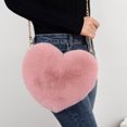 thumbnail image 3 of FeiraDeVaidade Women Heart Shaped Bag Female Chain Messenger Bag Plush Love Shoulder Crossbody Bag Gift, 3 of 6