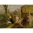thumbnail image 2 of Franz Krammer 18x14 Gold Ornate Wood Frame and Double Matted Museum Art Print Titled - The Painter and Walker in the Landscape (‘Idyll’) (1830-1834), 2 of 4