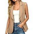 thumbnail image 3 of Aboser Summer Suit Vest for Women Business Casual Sleeveless Blazer Jackets Dressy Lapel Work Office Waistcoat Open Front Vests Jacket with Pockets, 3 of 9