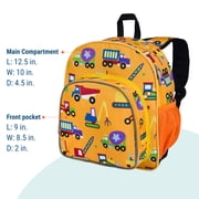 Wildkin Kids 12 Inch Backpack for Toddler Boys and Girls, Insulated Front Pocket (Under Construction Yellow)