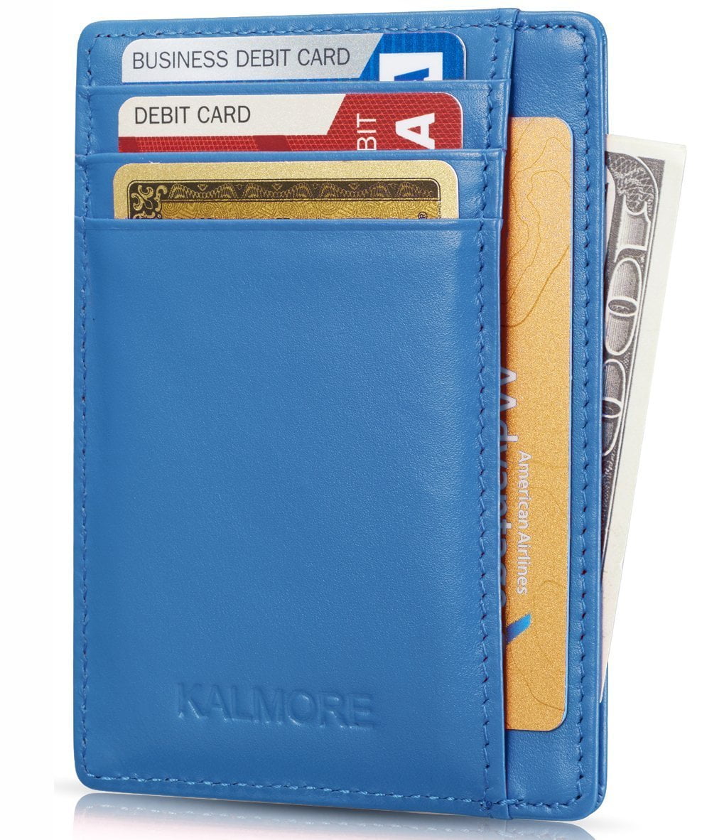 Genuine Leather Card Holder Slim RFID Blocking Real Wallet Credit Card Slots