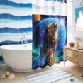 thumbnail image 5 of No Hook Shower Curtain, Aesthetic Lions Shower Curtains for Bathroom with See Through Top Window, Abstract Art Blue Moon Waterproof & Washable Bath Curtain Narrow 54"x78", 5 of 9