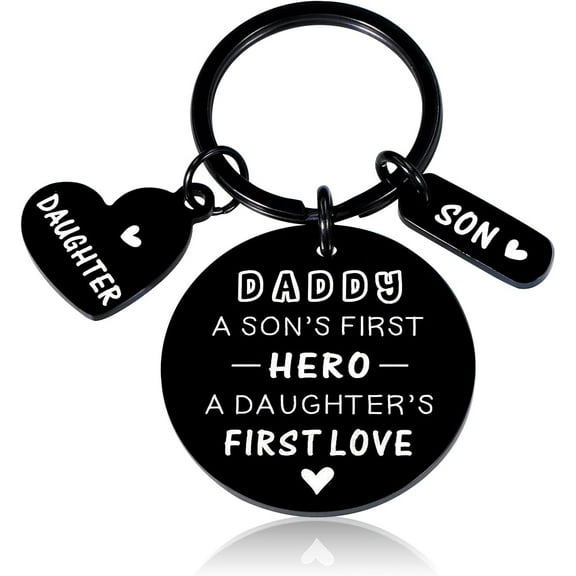 Valentines Gift from Son Daughter Dad Keychain for Daddy Dad Bonus Dad Him Men Birthday Valentine Day Gifts for Father Best Dad Gift from Kids Daddy a Son's First Hero a Daughter's First Love