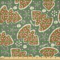 thumbnail image 2 of Ambesonne Cinnamon Color Fabric by the Yard Microfiber, Snowflakes Pines, 10 Yards, Sage Green Ginger, 2 of 2