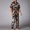 thumbnail image 2 of SWSMCLT Men's Short Sleeve Pajama Set Satin Pajamas Dragon 2 Piece Fall Lounge Silky Thin Valentines Day Pjs Black Large, 2 of 4