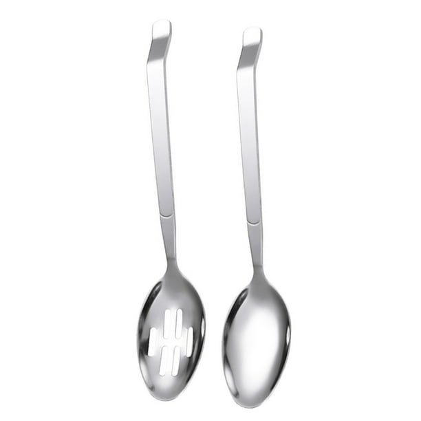2 cucharas de acero inoxidable para servir alimentos, prácticas cucharas coladoras de autoservicio.