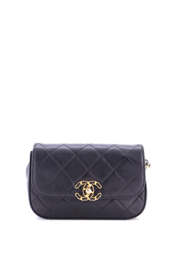Pre-Owned Chain Infinity Waist Bag Quilted Lambskin By Rebag
