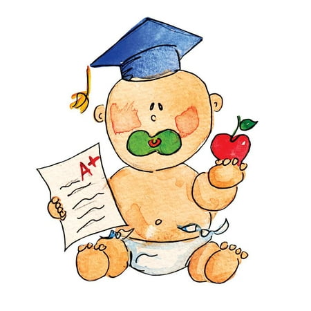 Baby Graduation Cap Test Pacifier Watercolor Picture Art Mural Custom Wall Decal Vinyl Sticker 10 Inches X 10 Inches