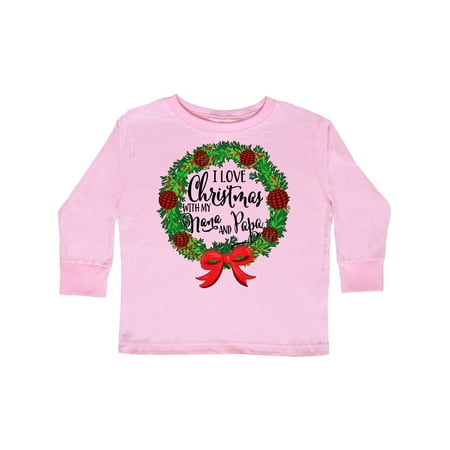 

Inktastic I Love Christmas with My Nana and Papa Wreath Gift Toddler Boy or Toddler Girl Long Sleeve T-Shirt