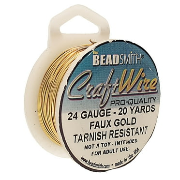 The Beadsmith Wire Elements Craft Wire – Tarnish Resistant, Soft Temper, Round, Faux Gold Color – 0.51mm, 24 Gauge, 20 Yard Spool – Jewelry Making, Wire Wrapping, Floral, & Other DIY Crafts