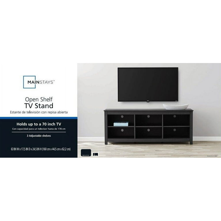 GZMR Black TV Stand for 70-in TV Stands Modern/Contemporary Black TV  Cabinet (Accommodates TVs up to 70-in)
