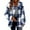 Blue, variant on Edvintorg Plaid Jacket Women's Fall Winter Turn Down Collar Straight Cardigan Button Pocket Coat Long Sleeve Oversized Jacket