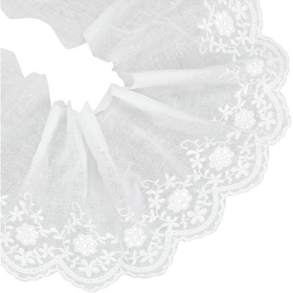 5 Yards White Embroidery Eyelet Cotton Flower Lace Fabric Vintage Floral Eyelet Lace Trim Ribbon 5.6~6inch Width for Sewing Crafts Dresses Skirt Clothes Bag Tablecloth Curtain Pillow Decor White