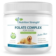 Nutrition Strength Folate for Dogs to Promote Cardiovascular & Prenatal Health, Support DNA Synthesis & Cell Maintenance, Folic Acid for Dogs with Zinc, Biotin, Iron & Vitamin B12, 120 Soft Chews C80