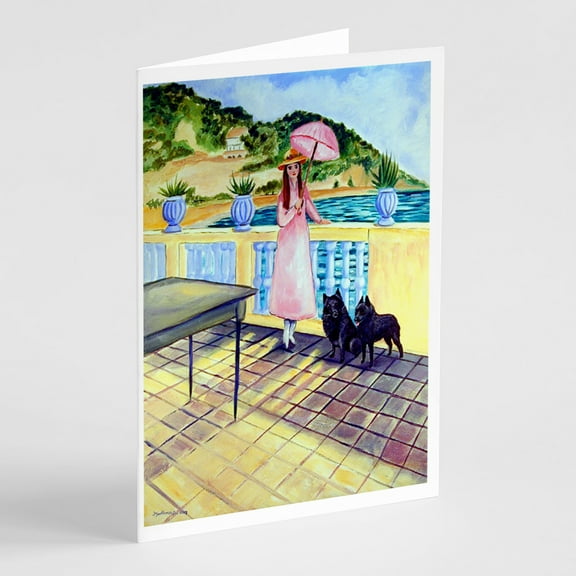 Lady with her Schipperke Greeting Cards and Envelopes Pack of 8