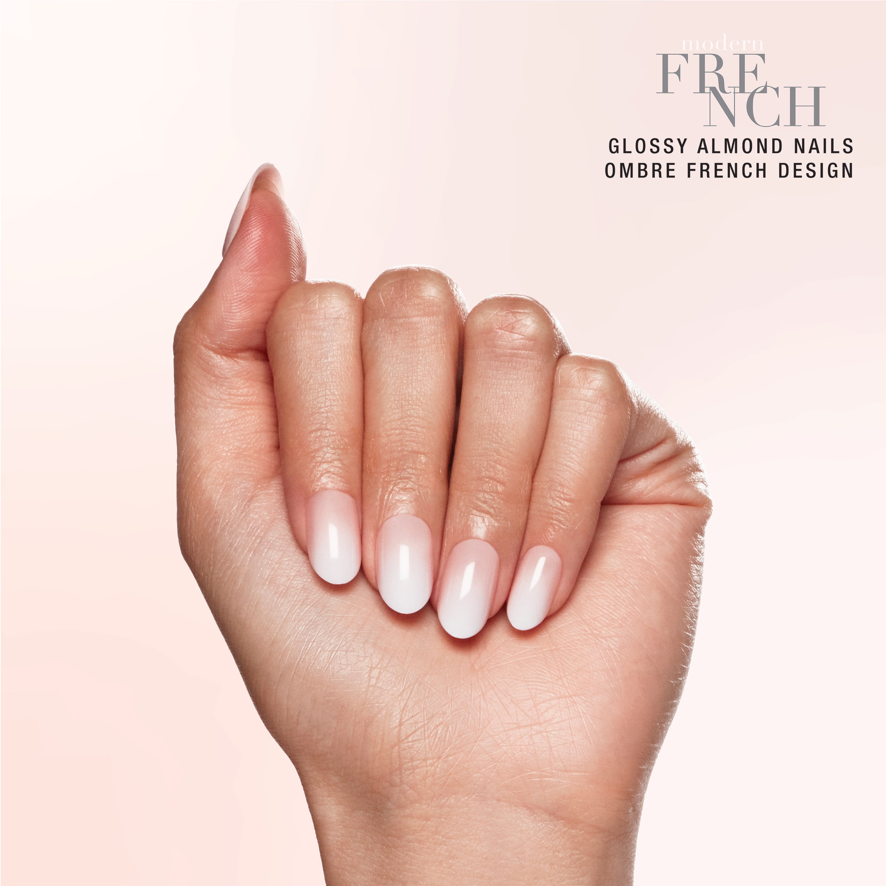 (3 pack) Salon Perfect Artificial Fake Press-Ons, 178 Modern French Tip, White Ombre, Short Oval, File and Glue Included, 30 Nails