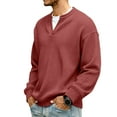 thumbnail image 4 of Havenx Waffle Knitted Sweatshirt for Men V Neck Long Sleeve Shirt Waffle Knitted Textured Pullovers Solid Color Fashion Lightweight Thermal Casual Pullover Sweaters,Wine M, 4 of 5
