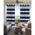 thumbnail image 2 of Sky Blue Navy Blue Stripe Blackout Curtains for Bedroom Living Room, Modern Abstract 63 In Long Thermal Insulated Room Darkening Drapes Grommet Window Treatments, 52 x 63 In, 2 of 9