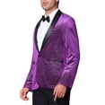 thumbnail image 4 of CHAQUETA DE TRAJE PARA HOMBRE INSPIRE CHIC Solapa de Chal Un Botón Tela Brillante Metálica Blazers XL Púrpura, 4 of 5