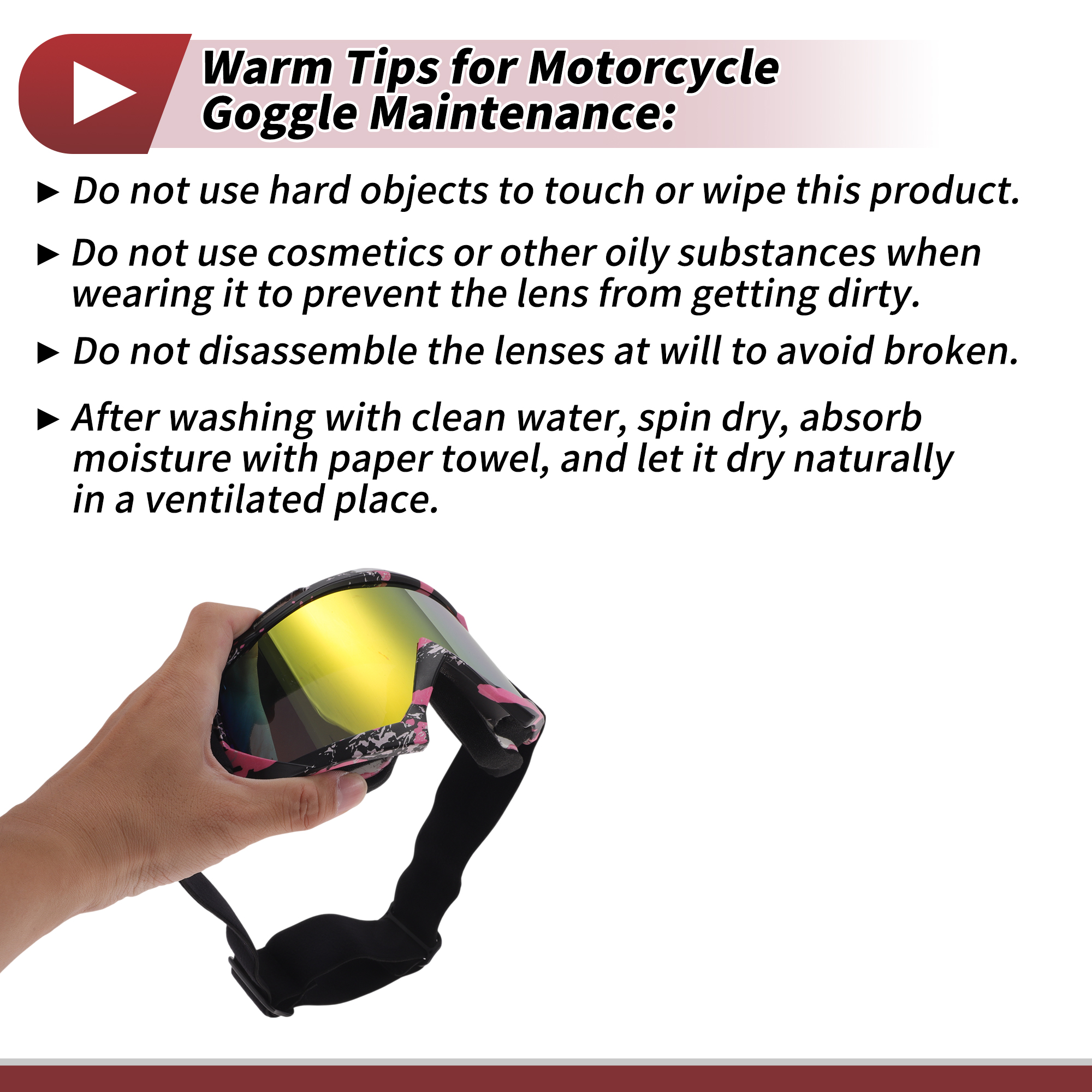 Unique Bargains Motorcycle Riding Goggles PC TPU Cycling Sunglasses Colorful Lens Black Pink Frame