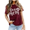 thumbnail image 5 of WREESH Trendy Graphic Print T-Shirt Women's Crew Neck Short Sleeve Out Blouse Wine, 5 of 5
