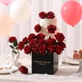 thumbnail image 5 of 12pcs Red Roses Artificial Flowers,Realistic Long Stem Fake Silk Roses Bouquet for Party Home Wedding Centerpiece Office DIY Decor（Burgundy）, 5 of 5