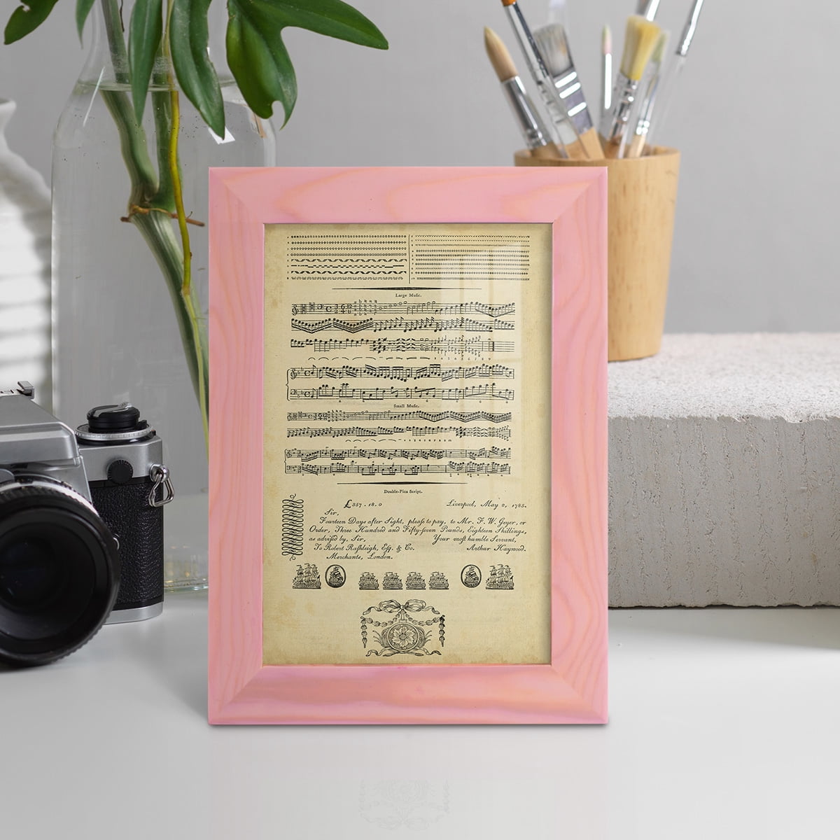 Deckled Encyclopediae V (AS) -Framed Print w/glass-Sunset Pink