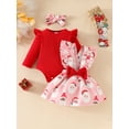 thumbnail image 4 of Baby Toddler Girls Christmas Outfits 0 3 6 12 18 Months Long Sleeve Romper + Bow Suspender Skirt + Headband Set Newborn Clothes, 4 of 9