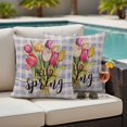 thumbnail image 5 of Hello Spring Pillow Covers 2 Pack Watercolor Tulip Purple Texture Pillowcase Waterproof Outdoor Throw Pillow Cover for Patio Garden Square Cushion 26”x26”, 5 of 9