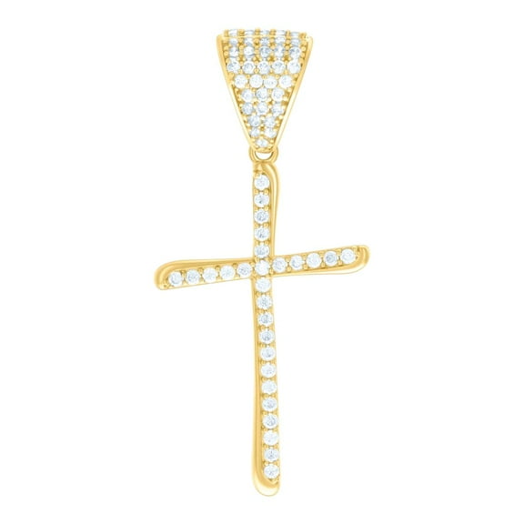 10k Yellow Gold Womens Cubic Zirconia Cross Religious Charm Pendant Necklace 41.6x21.2mm Wide Pendant for Women