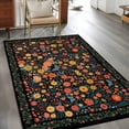 thumbnail image 2 of Boho Black Flowers Area Rugs 4'x6', Washable Small Throw Rugs for Office Bathroom, Spring Abstract Watercolor Floral Leaf Indoor Outdoor Rug Non-Slip Low Pile Carpet Runner Reversible Floor Mats, 2 of 8