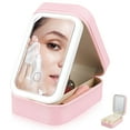 thumbnail image 3 of Toyandona Makeup Box with Mirror Pink Foldable Vanity Lighted Mirror for Travel and Storage, 3 of 8
