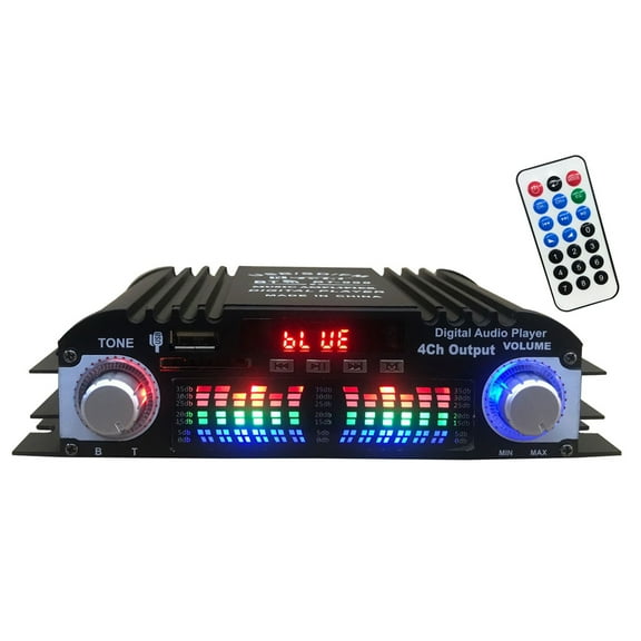 Bluetooth 5.0 Car Audio Power Amplifier: 4-Channel Stereo Receiver - Ideal for Home Theater - 12V, Radio, USB/SD Card, AUX-in - LCD Display - Elevate Your Car Audio Experience