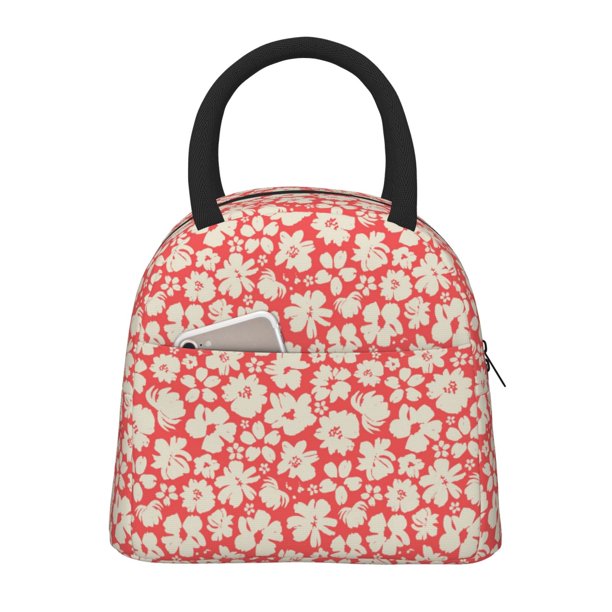 Disketp Beige Flowers Bolsa Térmica para Almuerzo, Lonchera con Abertura Amplia y Gran Capacidad, Organizador Reutilizable para Mujeres, Hombres y Adultos