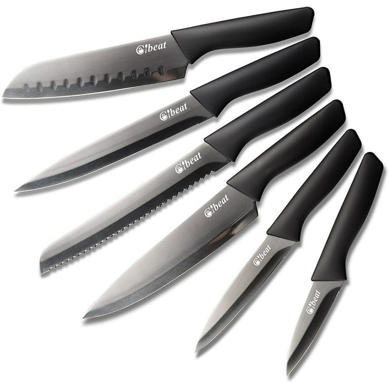 6 Cuisinart #38748 Steak Knives With Black Handles
