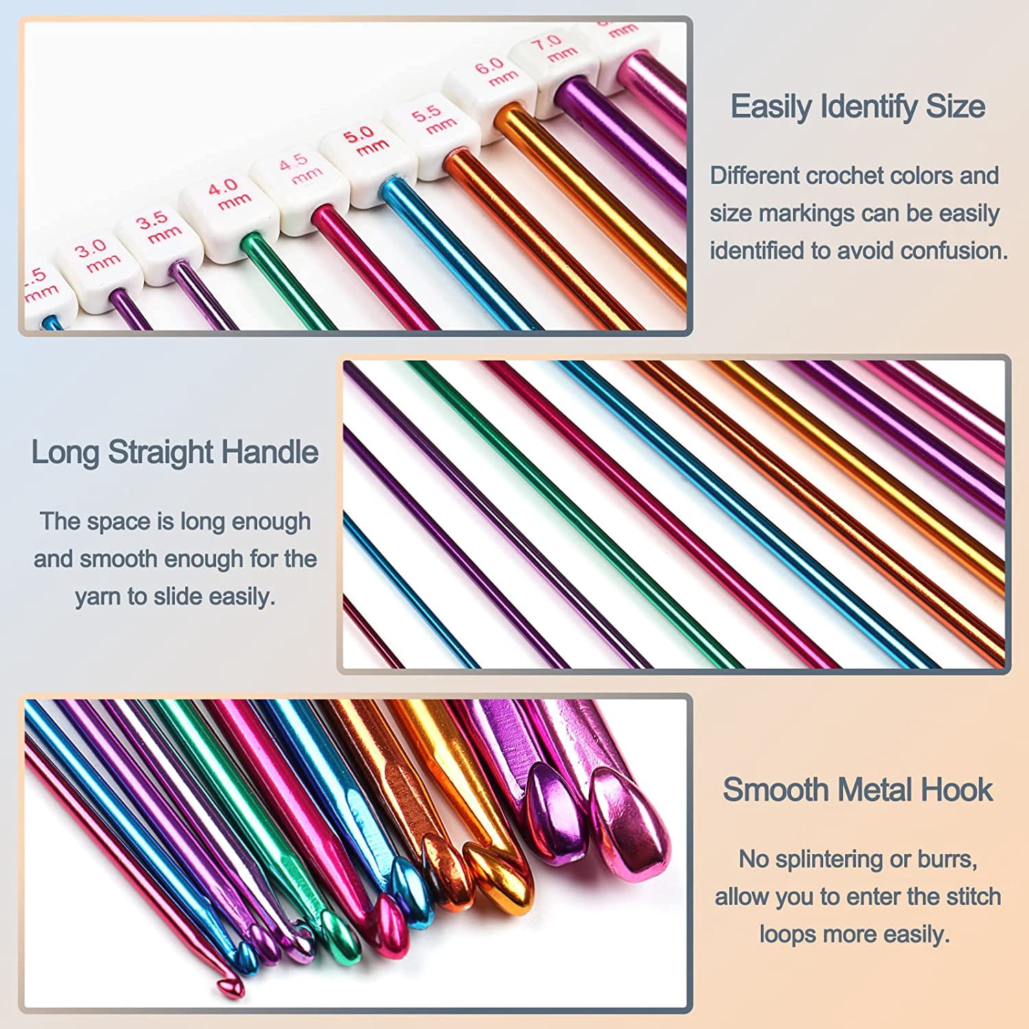 23 PCS Tunisian Crochet Hooks Set Including 11 PCS 2.0-8.0mm Metal Long Crochet Hooks & 12 PCS 3.0-10.0mm Carbonized Bamboo Afghan Crochet Needles with Cable, Crochet Hook Set Extra Long