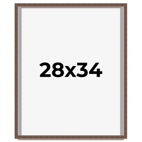 28x34 Shadow Box Frame Brown | 1.125 inches Deep Real Wood Rustic Shadowbox Display Frame | UV