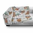 thumbnail image 3 of Sloth Soft Flannel Fleece Throw Blanket, Pattern Hand Drawn Sloths on Branches Laziness Mood Words Fun, Cozy Plush for Indoor and Outdoor Use, 70" x 90", Pale Blue Orange Black, by Ambesonne, 3 of 6