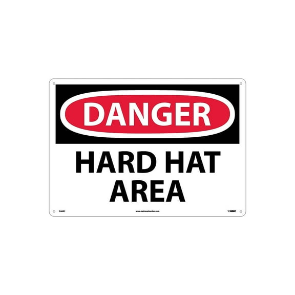 National Marker Danger Signs; Hard Hat Area 14X20 Rigid Plastic D46RC
