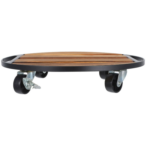 WORGEOUS Rolling Plant Stand with Wheels Round Wooden Plant Tray for Indoor Flower Pots Movable Plant Holder with  Casters Heavy Duty Plant Dolly