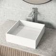 thumbnail image 5 of VIGO Montauk Modern White Matte Stone 15 in. L x 15 in. W x 5 in. H Square Vessel Bathroom Sink, 5 of 9