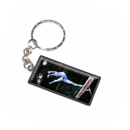 Gymnast Blue Gymnastics Vault Pommel Horse Keychain Key Chain